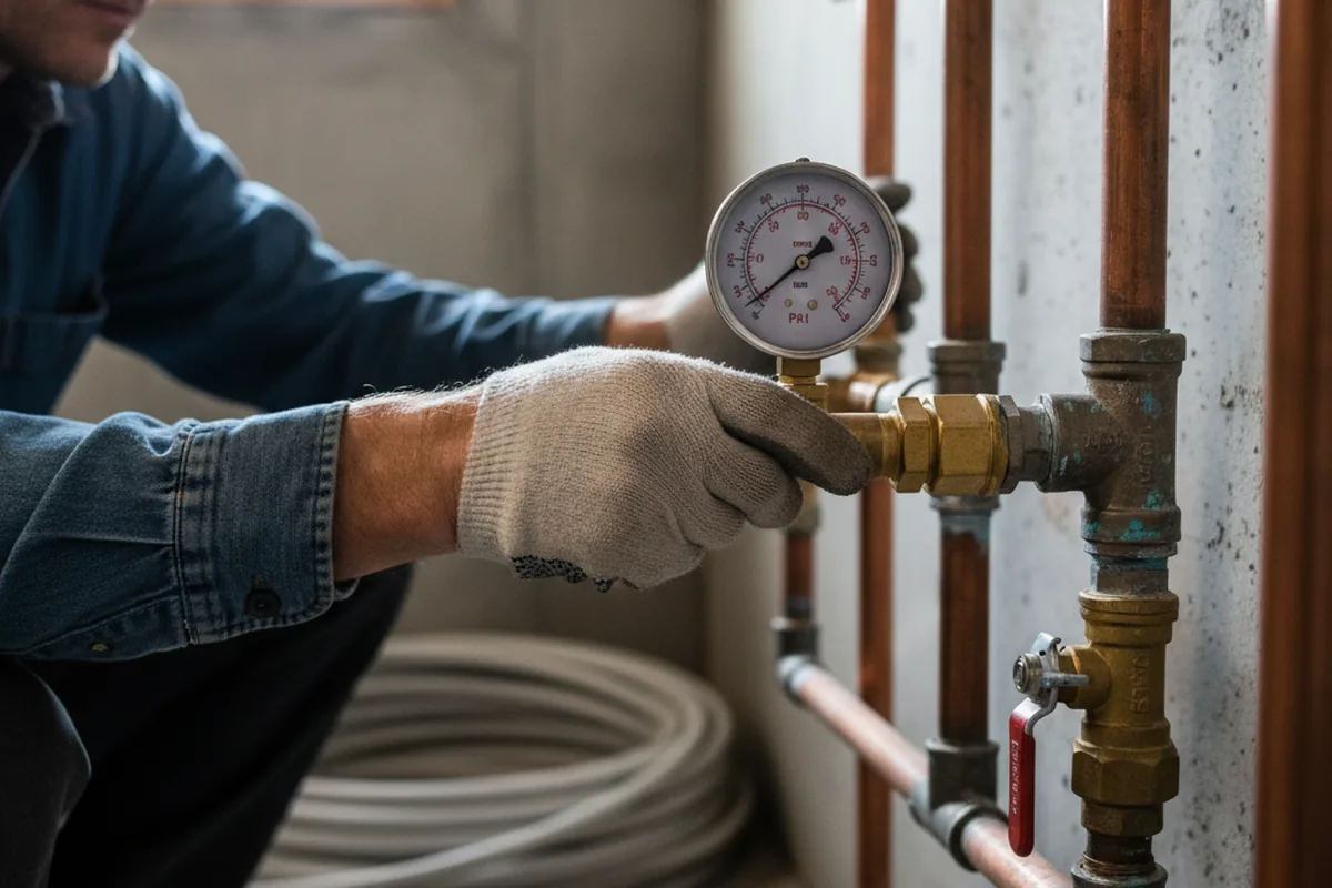 Pressure testing a repaired line during Water Line Repair in Roseville